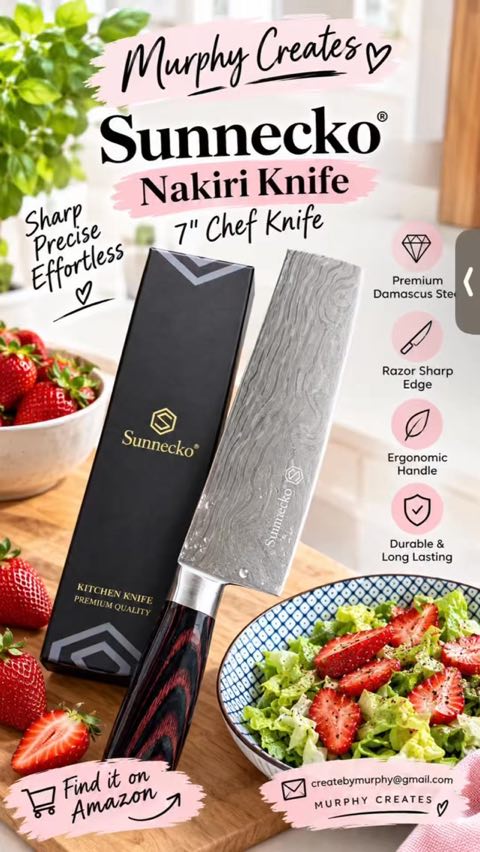Sunnecko 7" Nakiri Knife – UGC video by Murphy Creates